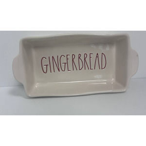 Rae Dunn Gingerbread by Magenta Artisan Collection Baking Dish White loaf pan 4